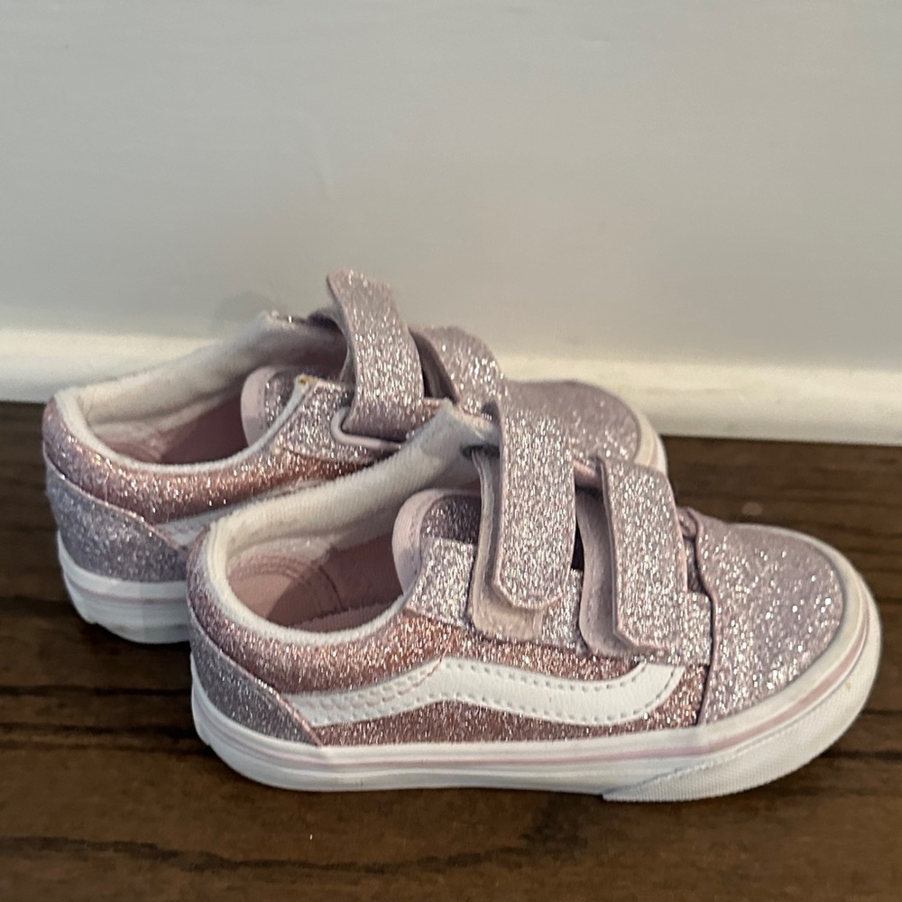 Vans Kids Glitter Velcro Skate Sneakers - Light Pink